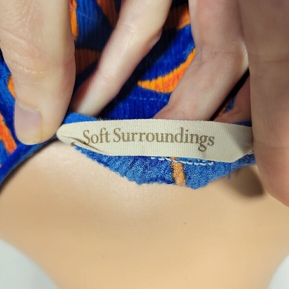 Soft Surroundings Women's Blue Maxi Length Tropical Print Dress Size M - Picture 9 of 10